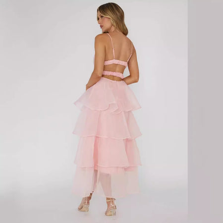 European And American Organza INS Deep V-neck Backless Sling Dress Leisure Vacation - ANIBEY