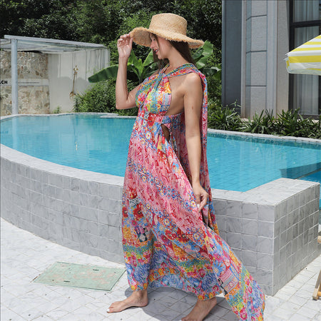 Women's Floral Style Large Hem Dress - ANIBEY