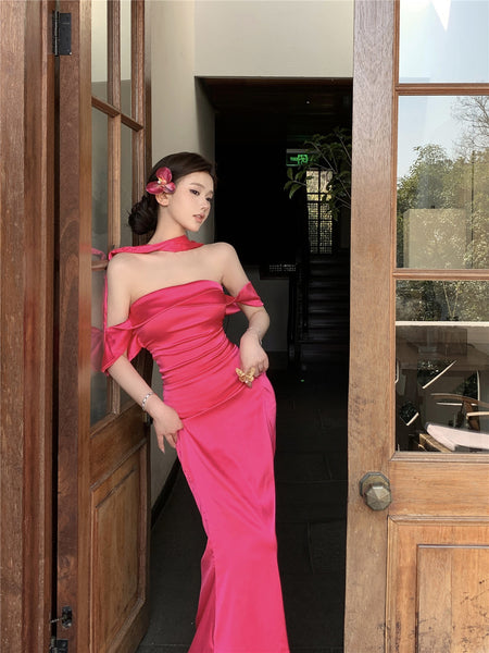 Design Tube Top Halter Backless Dress - ANIBEY