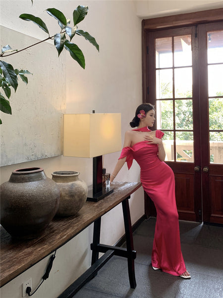 Design Tube Top Halter Backless Dress - ANIBEY