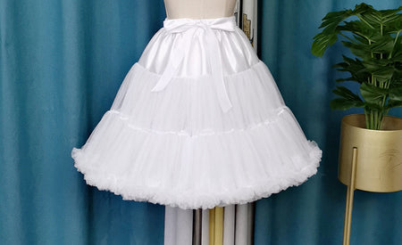 Cloud Boneless Soft Mesh Porcelain White Petticoat Tufted Skirt - ANIBEY