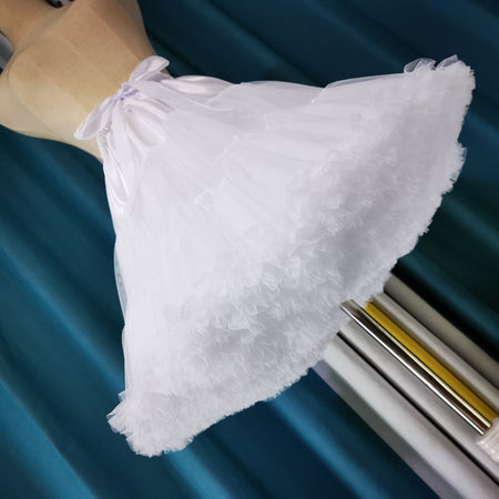 Cloud Boneless Soft Mesh Porcelain White Petticoat Tufted Skirt - ANIBEY