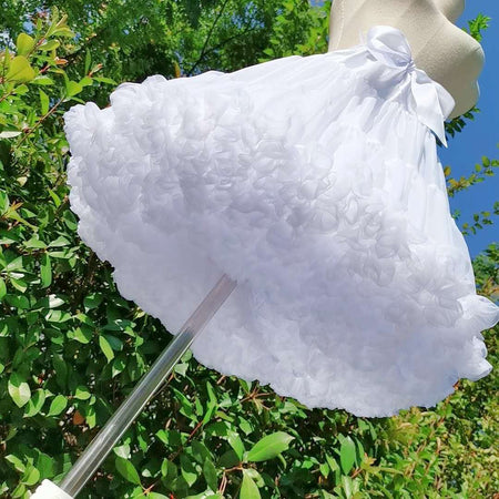 Cloud Boneless Soft Mesh Porcelain White Petticoat Tufted Skirt - ANIBEY
