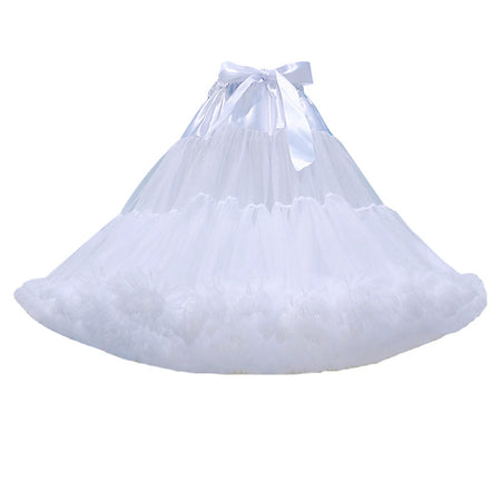 Cloud Boneless Soft Mesh Porcelain White Petticoat Tufted Skirt - ANIBEY