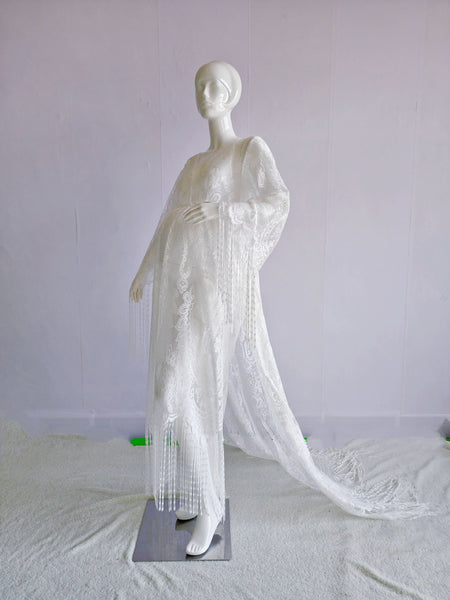 Lace Embroidery Plus Size Photography Pregnant Women Tassel Dress Bohemian Style - ANIBEY