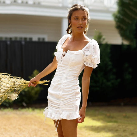 Low-cut v-neck dress - ANIBEY