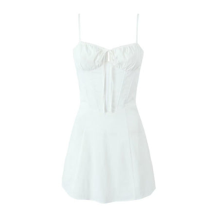 Women's High Waist A- Line Dress With Suspenders Dress - ANIBEY