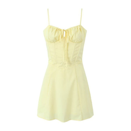 Women's High Waist A- Line Dress With Suspenders Dress - ANIBEY