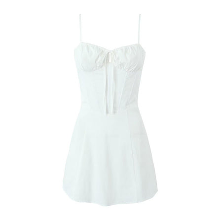 Women's High Waist A- Line Dress With Suspenders Dress - ANIBEY
