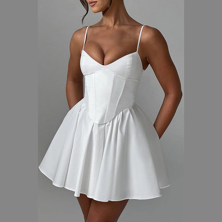 Women's Sling A- Line Dress Cinched Waist Slim-fit - ANIBEY