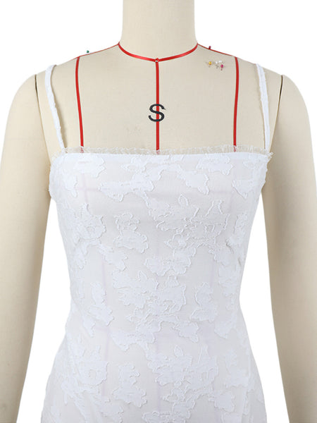 Women's Solid Color Sleeveless Sling Square Collar Backless Dress - ANIBEY