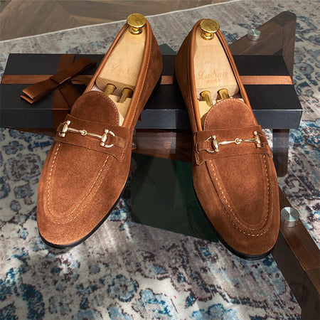 Soft Structure Suede Horsebit Slip On Shoes For Men - ANIBEY
