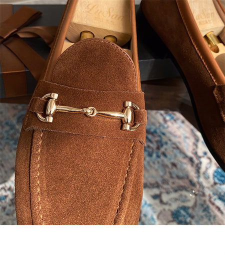 Soft Structure Suede Horsebit Slip On Shoes For Men - ANIBEY