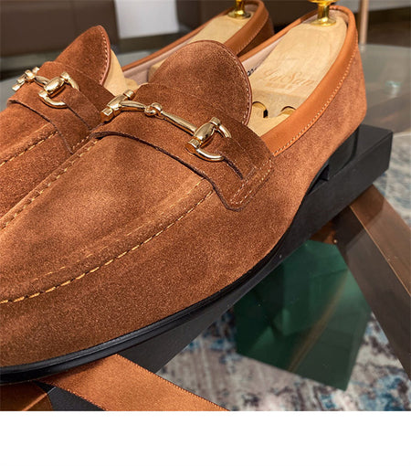 Soft Structure Suede Horsebit Slip On Shoes For Men - ANIBEY