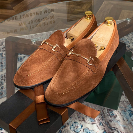 Soft Structure Suede Horsebit Slip On Shoes For Men - ANIBEY