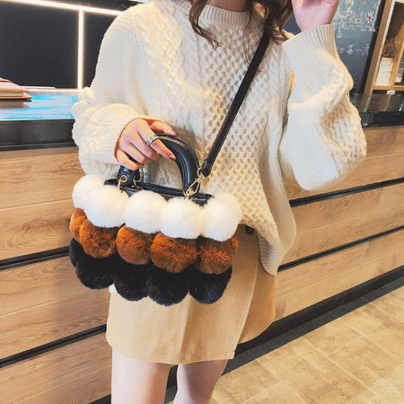 Plush Handbags Winter Plush Shoulder Bag Handbag Trend Messenger Bag - ANIBEY