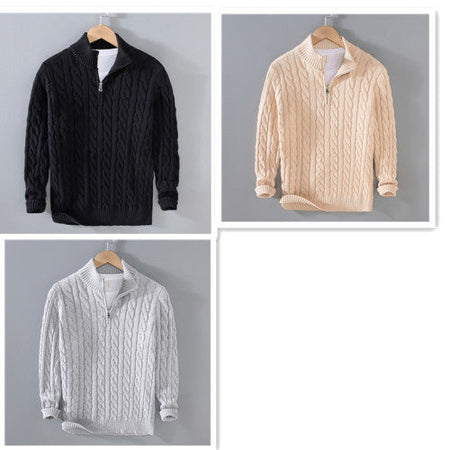 Men's Thickened Half-Zipper Loose Sweater - ANIBEY