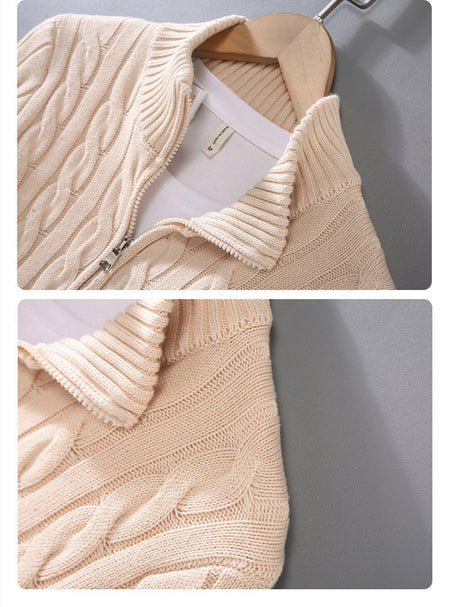 Men's Thickened Half-Zipper Loose Sweater - ANIBEY