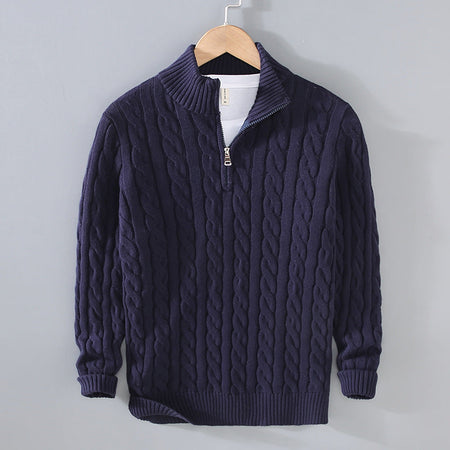 Men's Thickened Half-Zipper Loose Sweater - ANIBEY