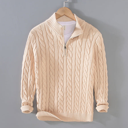 Men's Thickened Half-Zipper Loose Sweater - ANIBEY