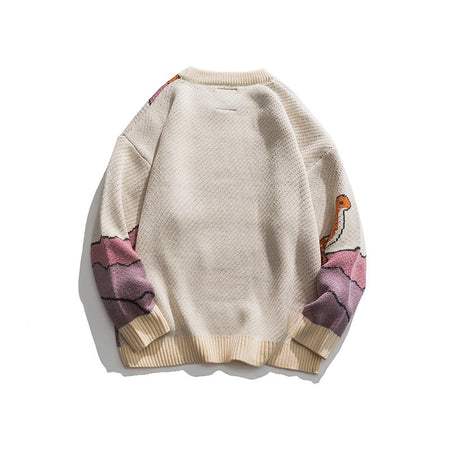 Patterned Jacquard Round Neck Sweater With Loose Fit - ANIBEY