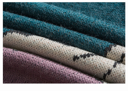 Patterned Jacquard Round Neck Sweater With Loose Fit - ANIBEY