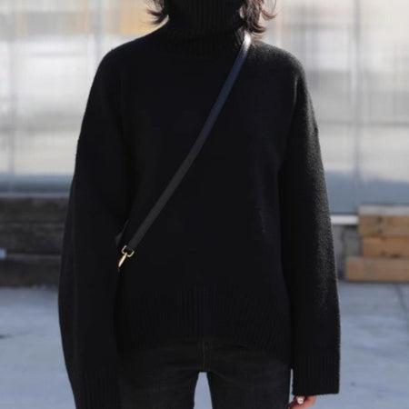 Loose Turtleneck Sweater With Warm Solid Color Underwear In Winter - ANIBEY