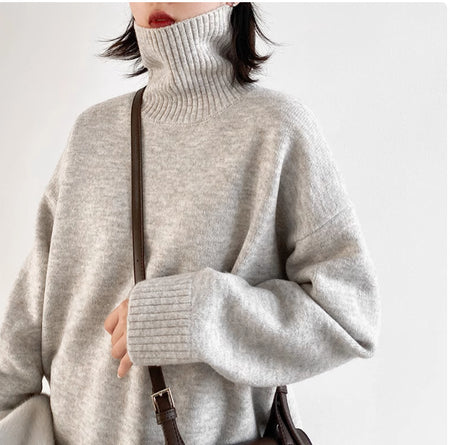 Loose Turtleneck Sweater With Warm Solid Color Underwear In Winter - ANIBEY