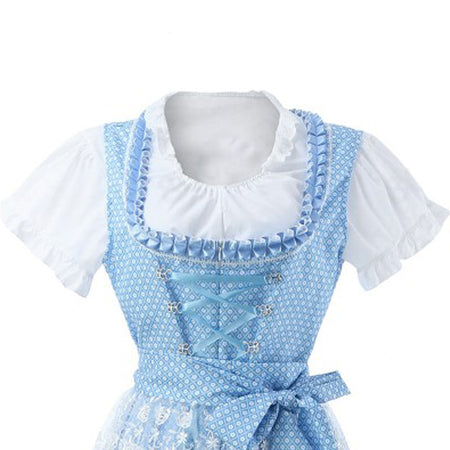 Halloween Munich Beer Long Short-sleeved Printed Lace-up Dress - ANIBEY