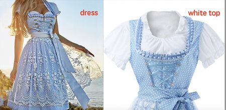 Halloween Munich Beer Long Short-sleeved Printed Lace-up Dress - ANIBEY