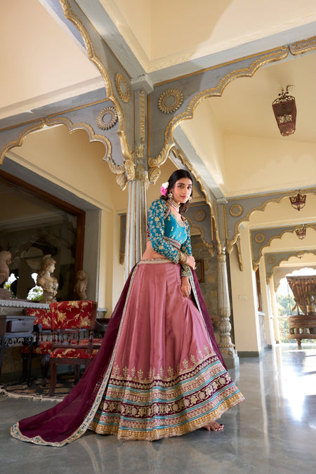 This stunning pink silk thread-work festive-wear traditional - ANIBEY