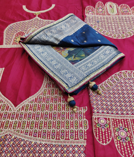 Latest Exclusive Banarasi Saree Satin Silk Embroidery With - ANIBEY