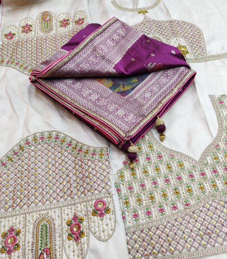 Latest Exclusive Banarasi Saree Satin Silk Embroidery With - ANIBEY