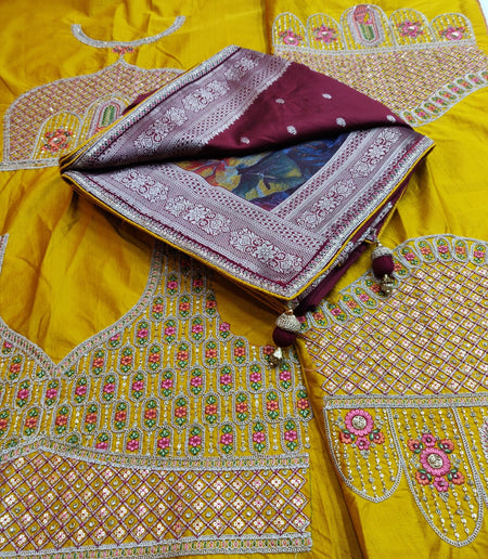 Latest Exclusive Banarasi Saree Satin Silk Embroidery With - ANIBEY