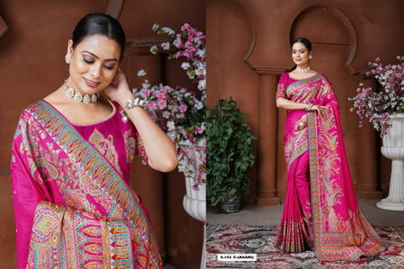 Woven Dola Silk Designer Saree – Jodhpuri Galax - ANIBEY