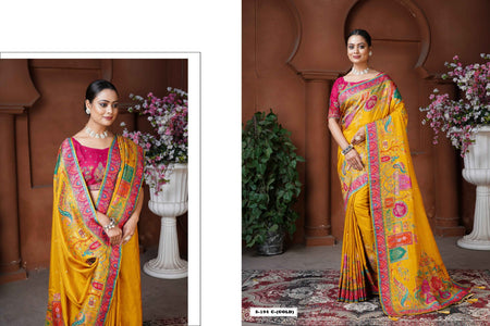 Woven Dola Silk Designer Saree – Jodhpuri Galax - ANIBEY