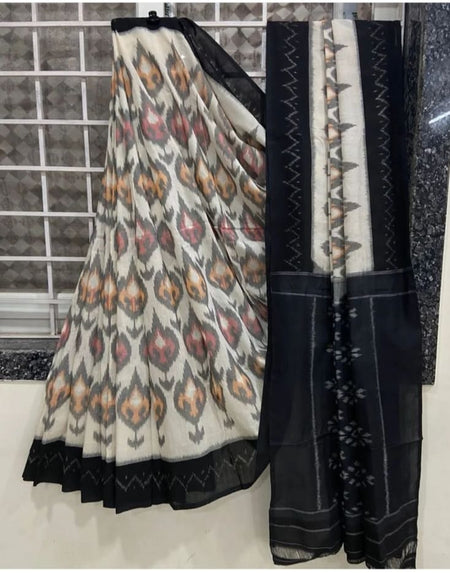 Soft, flowy Linen silk cotton sarees with all over Batik - ANIBEY