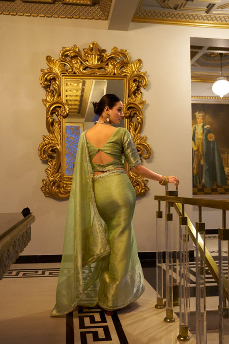 Buy Mitera Zari Woven Floral Organza Saree - Sarees for - ANIBEY
