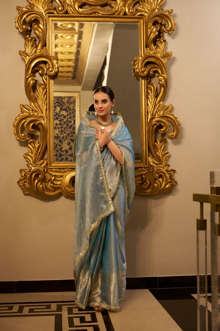 Buy Mitera Zari Woven Floral Organza Saree - Sarees for - ANIBEY