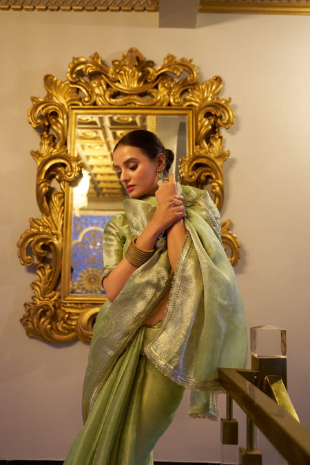 Buy Mitera Zari Woven Floral Organza Saree - Sarees for - ANIBEY