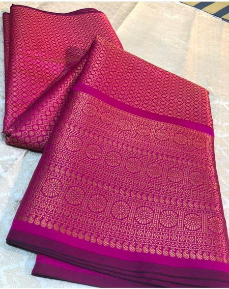 Buy SGF11 Women's Kanjivaram Pure Soft Silk Saree Pure Silver - ANIBEY