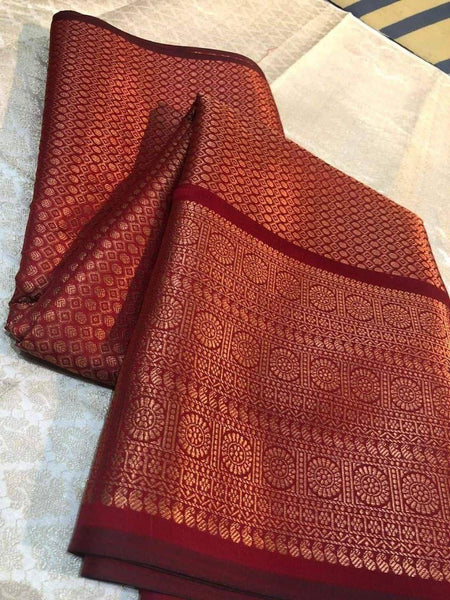Buy SGF11 Women's Kanjivaram Pure Soft Silk Saree Pure Silver - ANIBEY
