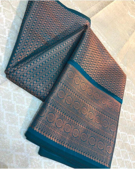 Buy SGF11 Women's Kanjivaram Pure Soft Silk Saree Pure Silver - ANIBEY