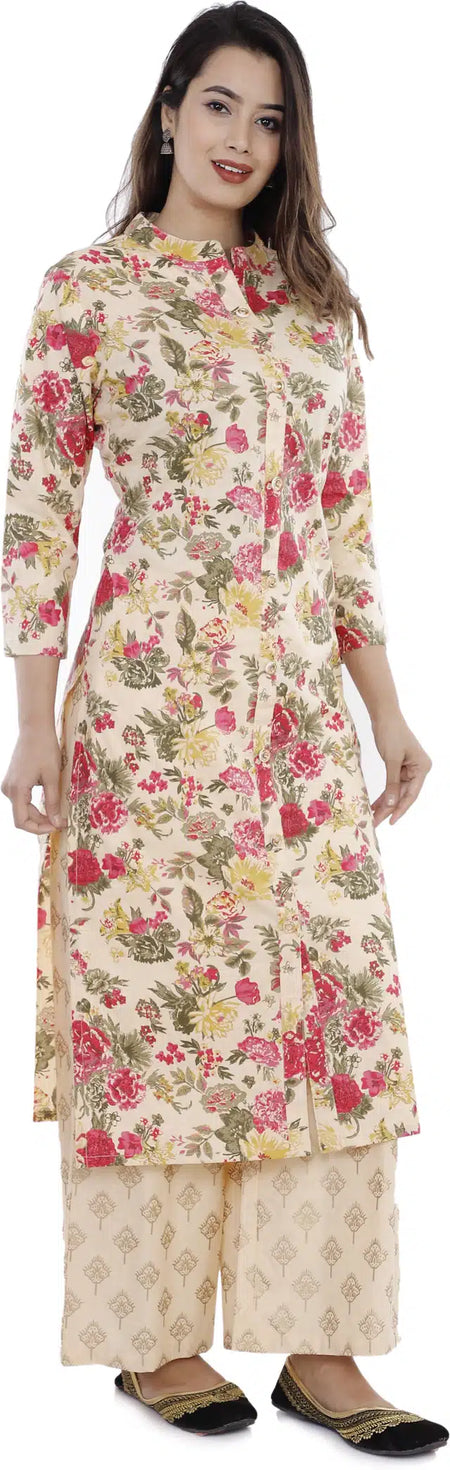 Pure Cotton Kurti for Women (Cream, S) - ANIBEY