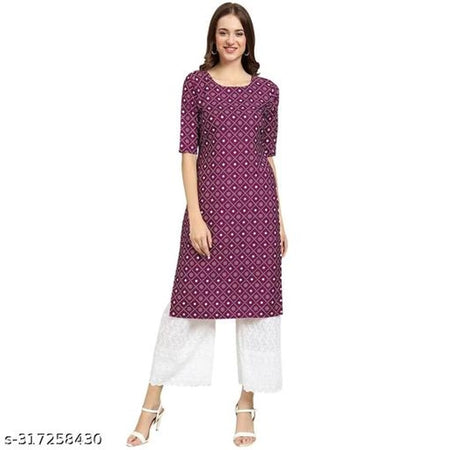 Crepe Printed Kurti for Women (Maroon, S) - ANIBEY