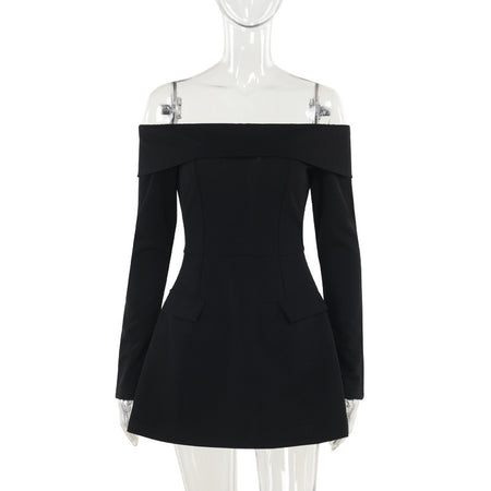 Off-shoulder A- Line Dress Women's Elegant Slim Fit - ANIBEY