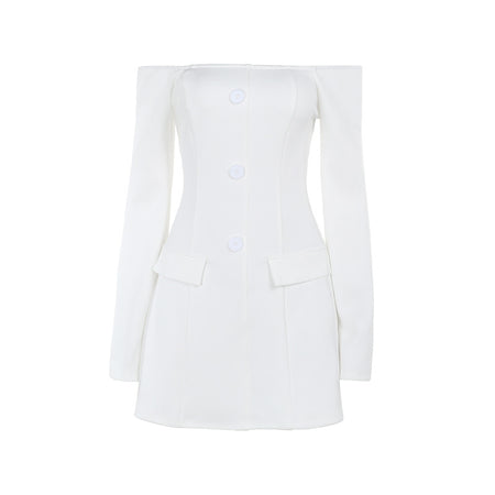 Fashionable Elegant Slim-fit Off-shoulder Bag Cover Long Sleeve Narrow Dress - ANIBEY