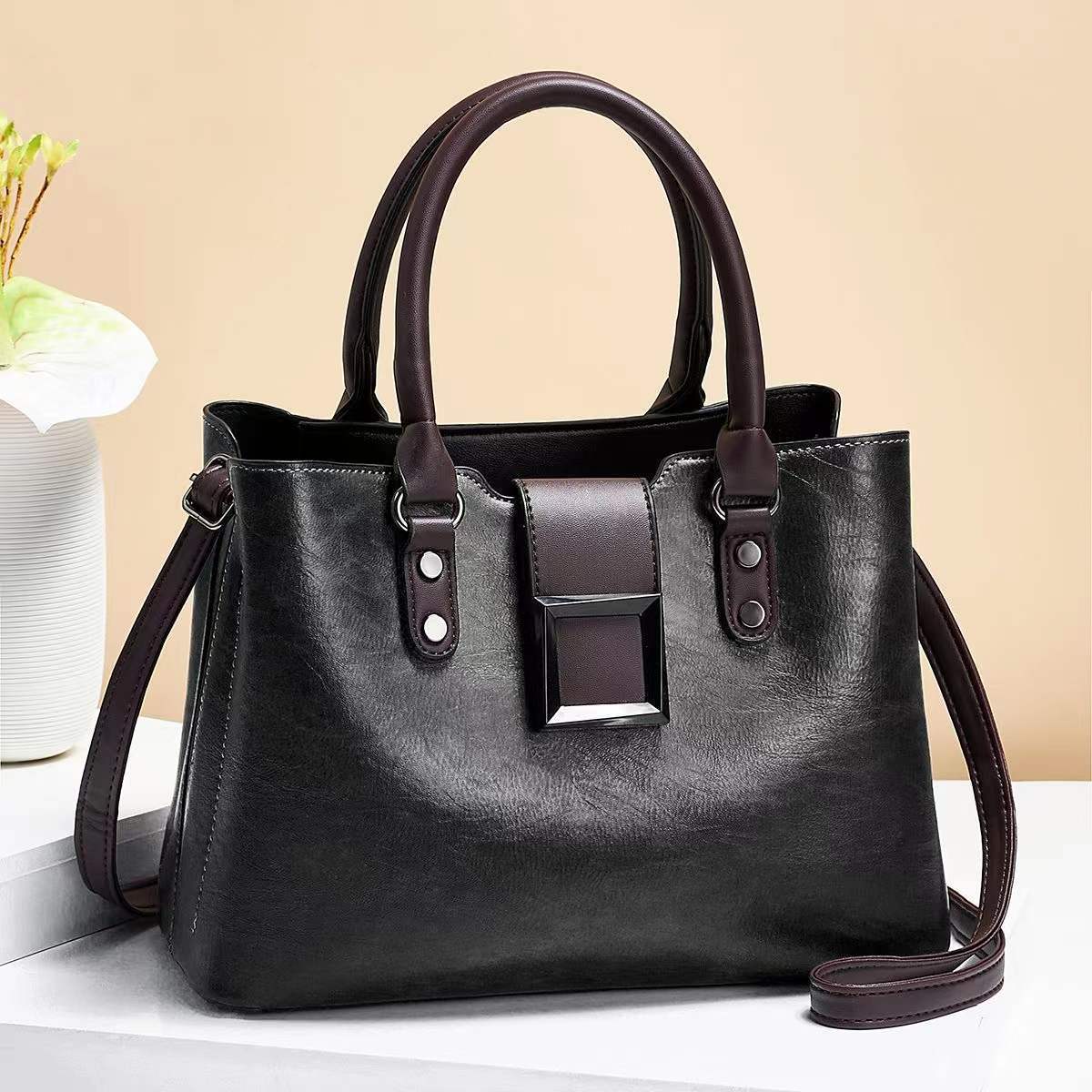 Women Shoulder Bag Big Buckle Handbags Work Daily Office Crossbody Bags - ANIBEY