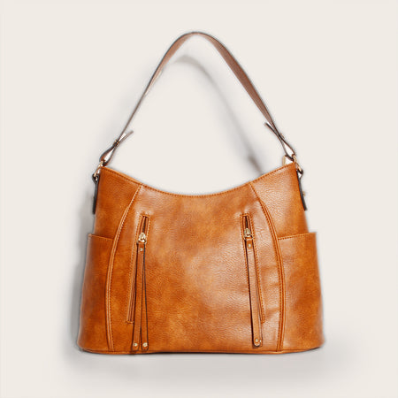 Retro Double Zipper Tassel Women's Portable Shoulder Bag - ANIBEY