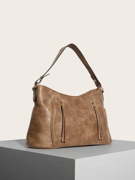 Retro Double Zipper Tassel Women's Portable Shoulder Bag - ANIBEY